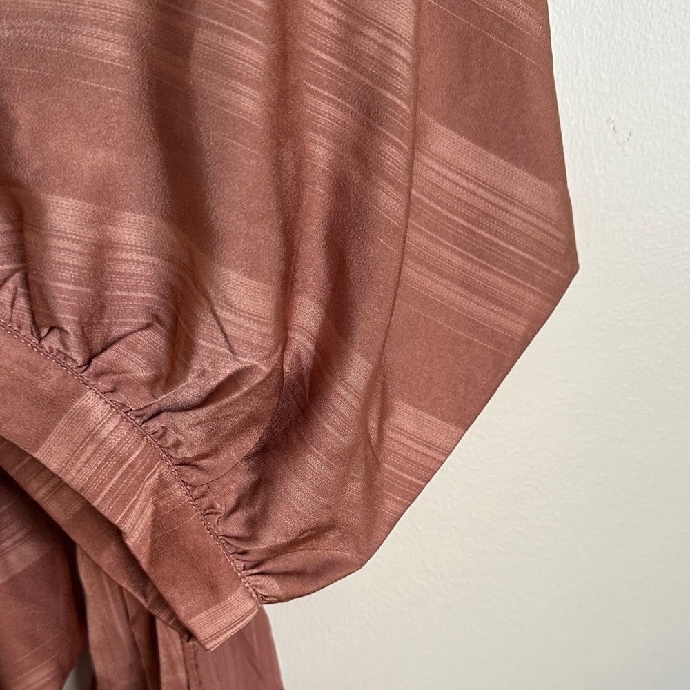 Entro Terracotta/Rust Button-Up Long Sleeve Dress with Tie Back - Picture 11 of 11